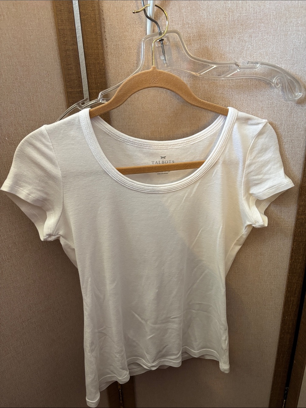 Talbots White Short Sleeve Scoop Neck Tee Petite Small